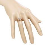 0.85 Carat (ctw) 10K Rose Gold Round Morganite & White Diamond Ladies Halo Style Bridal Engagement Ring