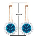 0.35 Carat (ctw) 10K Rose Gold Round Blue & White Diamond Ladies Fine Halo Hoop Earrings 1/3 CT