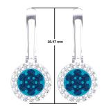 0.35 Carat (ctw) 10K White Gold Round Blue & White Diamond Ladies Fine Halo Hoop Earrings 1/3 CT