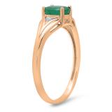 0.85 Carat (ctw) 14K Rose Gold Oval Emerald & Round White Diamond Ladies Bridal Engagement Ring