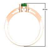 0.85 Carat (ctw) 14K Rose Gold Oval Emerald & Round White Diamond Ladies Bridal Engagement Ring