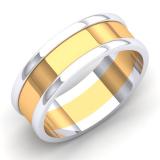 18K White & Yellow Gold Two Tone Polished Shiny Comfort Fit Men's Ring Wedding Band