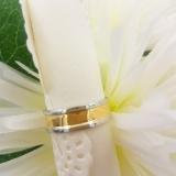 18K White & Yellow Gold Two Tone Polished Shiny Comfort Fit Men's Ring Wedding Band