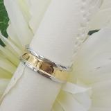 18K White & Yellow Gold Two Tone Polished Shiny Comfort Fit Men's Ring Wedding Band