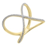 0.30 Carat (ctw) 14K Yellow Gold Round Diamond Ladies Anniversary Wedding Band Criss Cross X Geometric Ring 1/3 CT