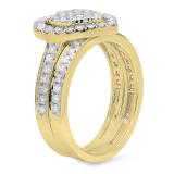 0.80 Carat (ctw) 10K Yellow Gold Round Cut White Diamond Ladies Heart Shaped Bridal Engagement Ring With Matching Band Set 3/4 CT