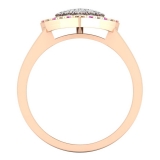 0.80 Carat (ctw) 14K Rose Gold Round Cut White & Champagne Diamond & Pink Sapphire Ladies Heart Shaped Bridal Engagement Ring