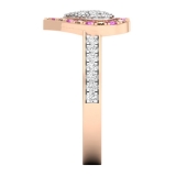 0.80 Carat (ctw) 14K Rose Gold Round Cut White & Champagne Diamond & Pink Sapphire Ladies Heart Shaped Bridal Engagement Ring