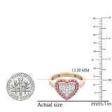 0.80 Carat (ctw) 14K Rose Gold Round Cut White & Champagne Diamond & Pink Sapphire Ladies Heart Shaped Bridal Engagement Ring