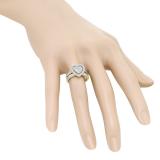 0.80 Carat (ctw) 14K Yellow Gold Round Cut White Diamond Ladies Heart Shaped Bridal Engagement Ring With Matching Band Set 3/4 CT