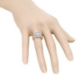 0.80 Carat (ctw) 18K Rose Gold Round Cut White Diamond Ladies Heart Shaped Bridal Engagement Ring With Matching Band Set 3/4 CT
