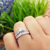 IGI Certified Round White Diamond Tapered Shank Wedding Ring Set for Women (1 ctw, Color I-J, Clarity I2-I3) in 10K White Gold