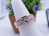 DGLA Certified Round White Diamond Tapered Shank Wedding Ring Set for Women (1 ctw, Color I-J, Clarity I1-I2) in 18K Rose Gold