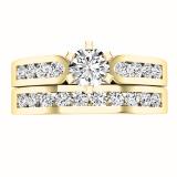 0.95 Carat (ctw) 18K Yellow Gold Round Cut Diamond Ladies Bridal Engagement Ring Set With Matching Band 1 CT
