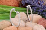 0.85 Carat (ctw) 14K White Gold Round Cut White Diamond Ladies Hoop Earrings 3/4 CT