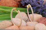 0.85 Carat (ctw) 18K Yellow Gold Round Cut White Diamond Ladies Hoop Earrings 3/4 CT