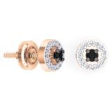 0.25 Carat (Ctw) 10K Rose Gold Round Black & White Diamond Ladies Halo Style Stud Earrings 1/4 CT