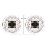 0.25 Carat (Ctw) 10K Rose Gold Round Black & White Diamond Ladies Halo Style Stud Earrings 1/4 CT