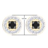 0.25 Carat (Ctw) 10K Yellow Gold Round Black & White Diamond Ladies Halo Style Stud Earrings 1/4 CT