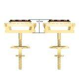 0.60 Carat (ctw) 14K Yellow Gold Round Cut Champagne & White Diamond Square Shaped Stud Earrings