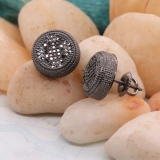 0.15 Carat (Ctw) Black Rhodium Plated Sterling Silver Round Cut Black Diamond Ladies Milgrain Cluster Stud Earrings