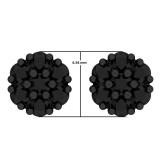 0.60 Carat (ctw) Black Rhodium Plated Sterling Silver Round Cut Black Diamond Cluster Flower Stud Earrings
