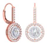 2.20 Carat (Ctw) 10K Rose Gold Round Cut Diamond Ladies Halo Style Dangling Drop Earrings