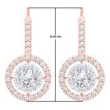 2.20 Carat (Ctw) 10K Rose Gold Round Cut Diamond Ladies Halo Style Dangling Drop Earrings