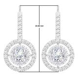 2.20 Carat (Ctw) 10K White Gold Round Cut Diamond Ladies Halo Style Dangling Drop Earrings