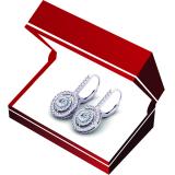 2.20 Carat (Ctw) 10K White Gold Round Cut Diamond Ladies Halo Style Dangling Drop Earrings