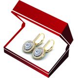 2.20 Carat (Ctw) 14K Yellow Gold Round Cut Diamond Ladies Halo Style Dangling Drop Earrings