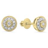 0.20 Carat (Ctw) 10K Yellow Gold Round Cut Diamond ladies Circle Stud Earrings