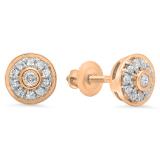 0.20 Carat (Ctw) 14K Rose Gold Round Cut Diamond ladies Circle Stud Earrings