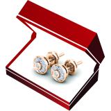 0.20 Carat (Ctw) 14K Rose Gold Round Cut Diamond ladies Circle Stud Earrings