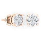 0.45 Carat (Ctw) 10K Rose Gold Round Cut White Diamond Ladies Cluster Stud Earrings