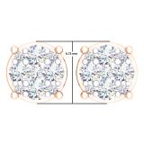 0.45 Carat (Ctw) 10K Rose Gold Round Cut White Diamond Ladies Cluster Stud Earrings