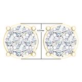 0.45 Carat (Ctw) 10K Yellow Gold Round Cut White Diamond Ladies Cluster Stud Earrings