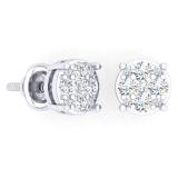 0.45 Carat (Ctw) 14K White Gold Round Cut White Diamond Ladies Cluster Stud Earrings
