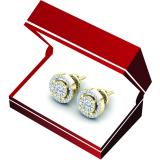 0.50 Carat (ctw) 10K Yellow Gold White Diamond Ladies Cluster Flower Stud Earrings 1/2 CT