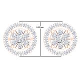 0.50 Carat (ctw) 18K Rose Gold White Diamond Ladies Cluster Flower Stud Earrings 1/2 CT