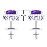 2.80 Carat (ctw) 10K White Gold Cushion Cut Amethyst & Round Cut White Diamond Ladies Square Frame Halo Stud Earrings