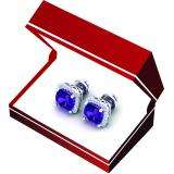 2.80 Carat (ctw) 14K White Gold Cushion Cut Amethyst & Round Cut White Diamond Ladies Square Frame Halo Stud Earrings