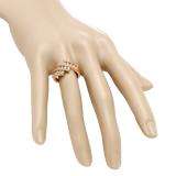 1.25 Carat (Ctw) 18K Rose Gold Round Champagne & White Diamond Ladies Bypass Fashion Right Hand Ring
