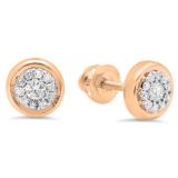 0.20 Carat (Ctw) 10K Rose Gold Round White Diamond Ladies Cluster Stud Earrings 1/4 CT