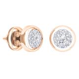 0.20 Carat (Ctw) 10K Rose Gold Round White Diamond Ladies Cluster Stud Earrings 1/4 CT