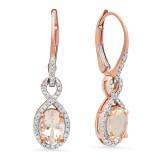 1.65 Carat (Ctw) 10K Rose Gold Oval Morganite & Round White Diamond Ladies Infinity Dangling Drop Earrings