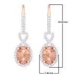1.65 Carat (Ctw) 10K Rose Gold Oval Morganite & Round White Diamond Ladies Infinity Dangling Drop Earrings