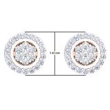 0.30 Carat (Ctw) 14K Rose Gold White Diamond Ladies Cluster Flower Stud Earrings 1/3 CT