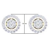 0.30 Carat (Ctw) 14K Yellow Gold White Diamond Ladies Cluster Flower Stud Earrings 1/3 CT