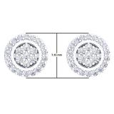 0.30 Carat (Ctw) 18K White Gold White Diamond Ladies Cluster Flower Stud Earrings 1/3 CT